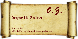 Orgonik Zolna névjegykártya